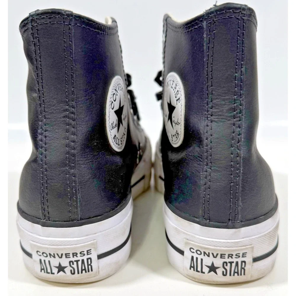 Converse Chuck Taylor All Star Lift Hi Women 7.5 Black Leather Platform 561675C